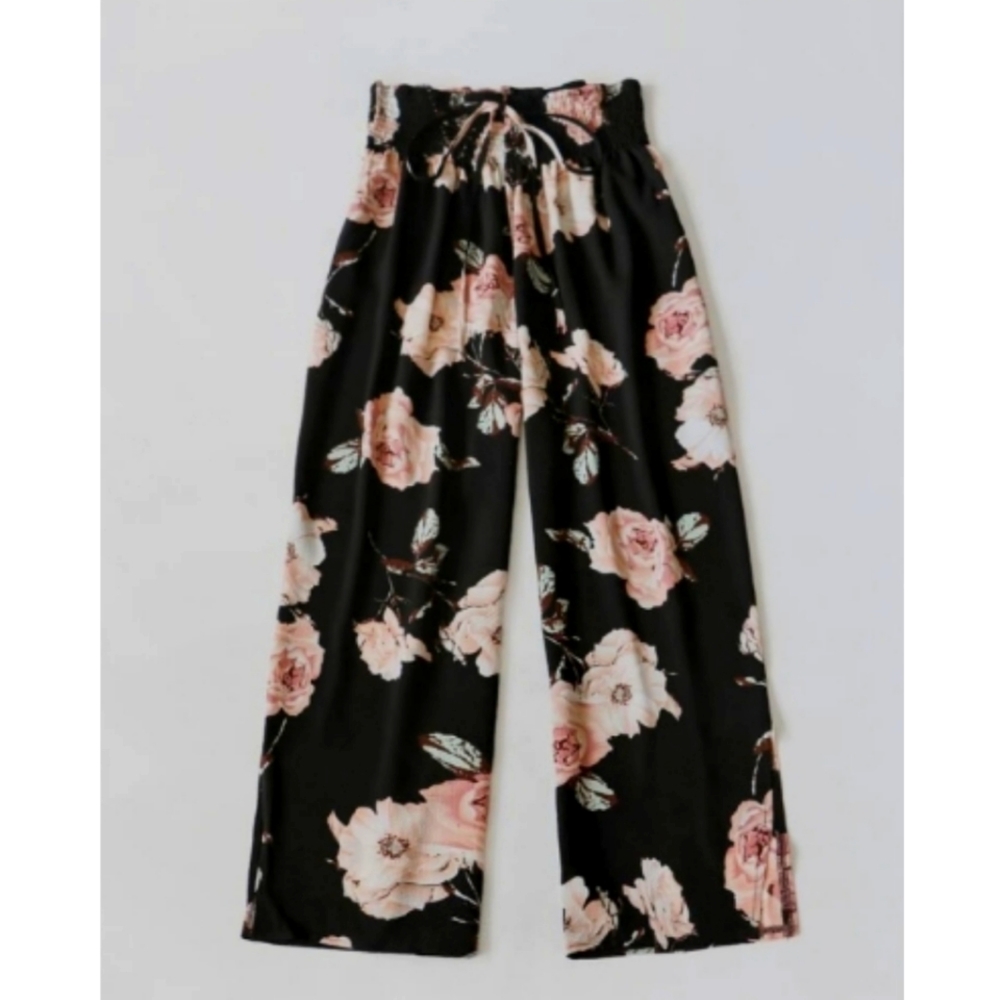 3X Women's Wide Leg Floral Pants
